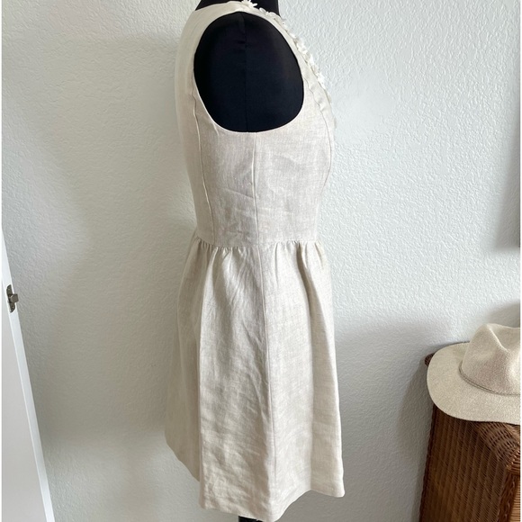 Kensie Beige Linen Fit Flare Dress - S - Picture 4 of 9
